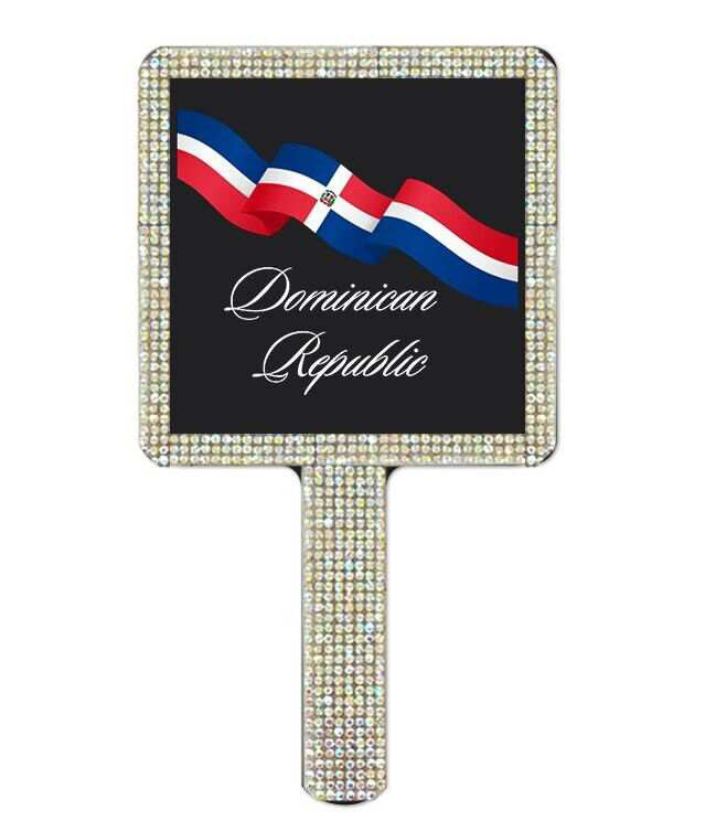 hand-held mirror with rhinestones